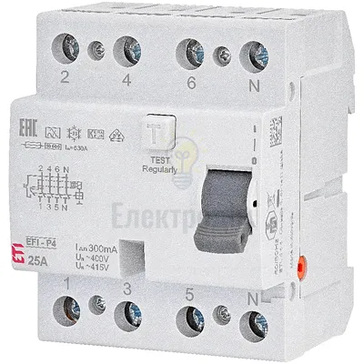Реле диференційне (ПЗВ) 4р EFI6-P4 16/0,03 тип A (6kA) 2061660 — купити в Електродім