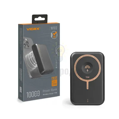 Павербанк 10000 mAh Videx VPB-W102-G 20W PD + БЗП сірий VPB-W102-G — купити в Електродім