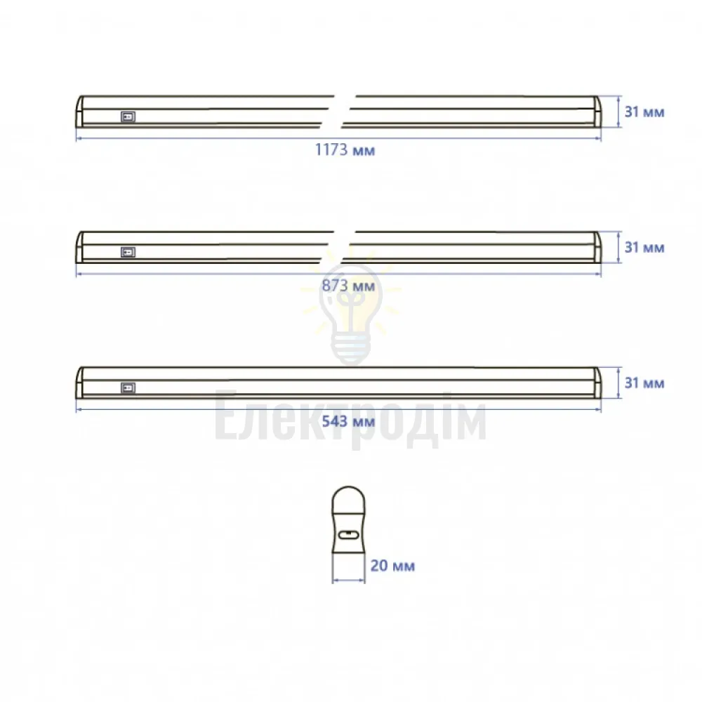 AL7001 T5 18W, AC185-265V 1173*20*31mm 50/60Hz із вимикачем та мережевим шнуром 41353  - фото 2
