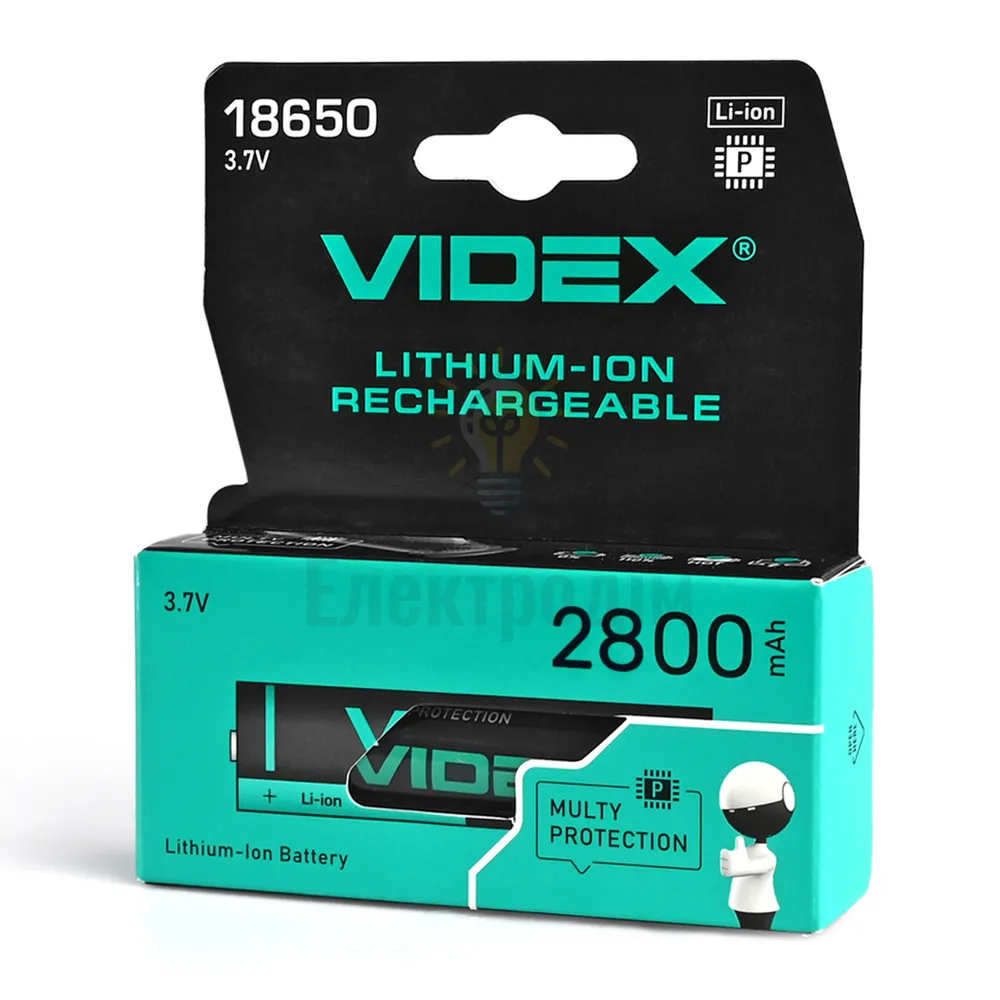 Акумулятор Videx літій-іонний 18650-P (захист) 2800mAh color box 18650-P/2800/1CB 