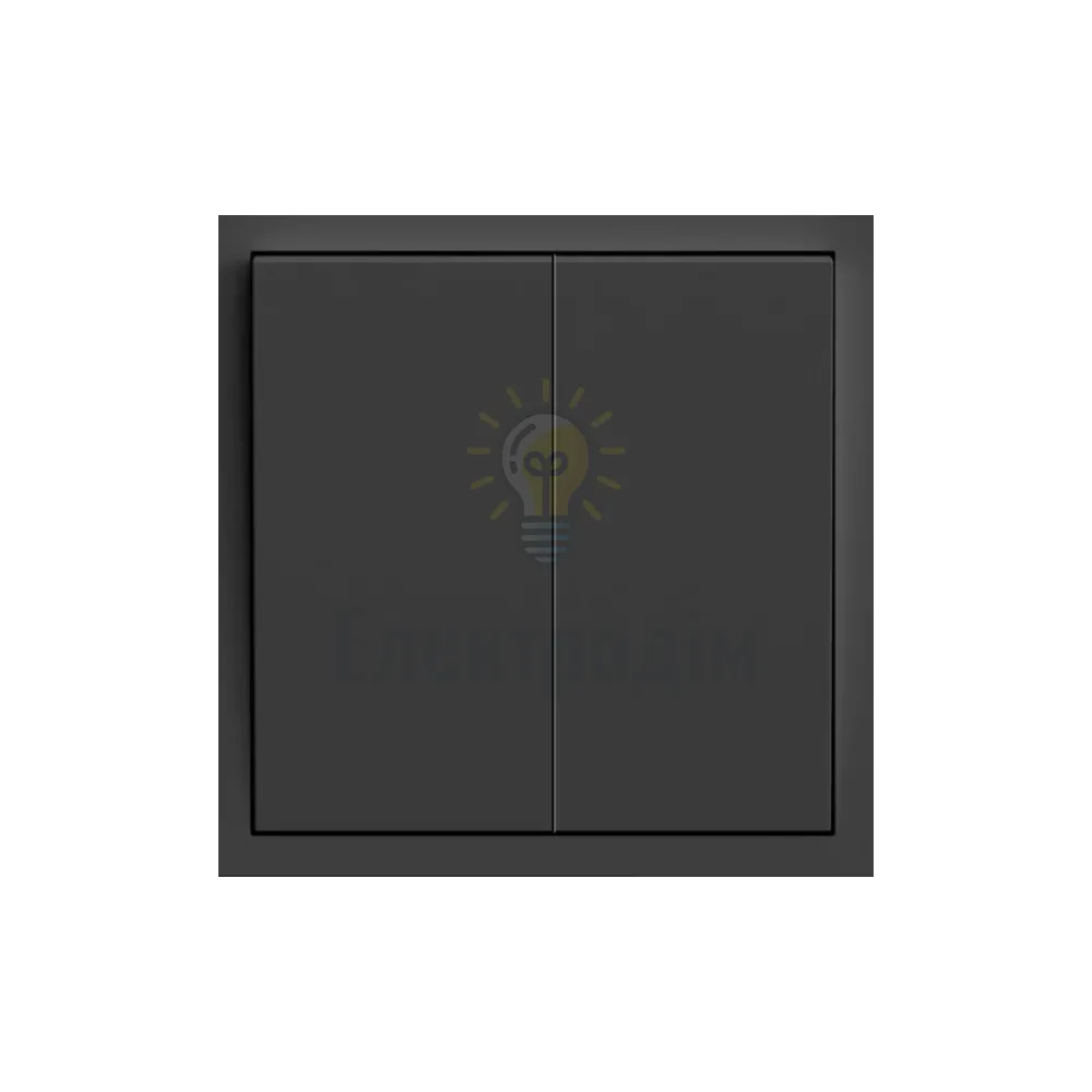 EV112V-B вимикач 2-кл., механізм чорний 10А Soft 80736  - фото 1