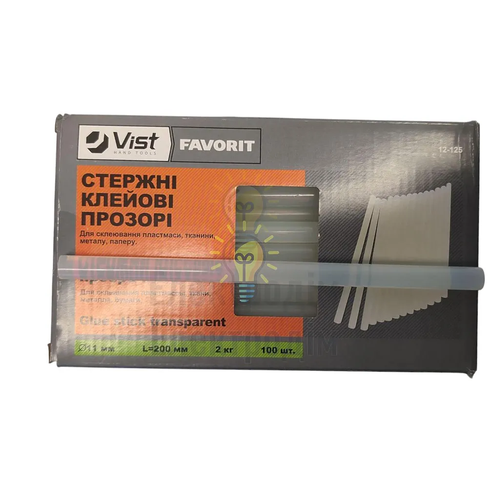 Стержні клейові 11х200мм прозорі 2кг. 12-125 