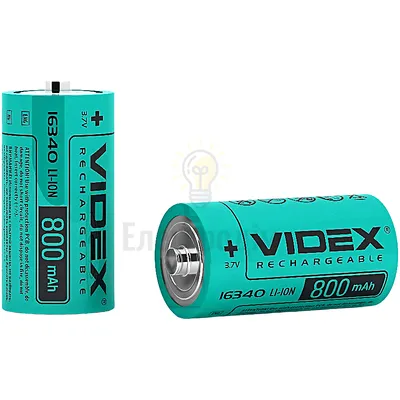 Акумулятор Videx Li-Ion 16340(без захисту) 800mAh 16340/800/1B — купити в Електродім