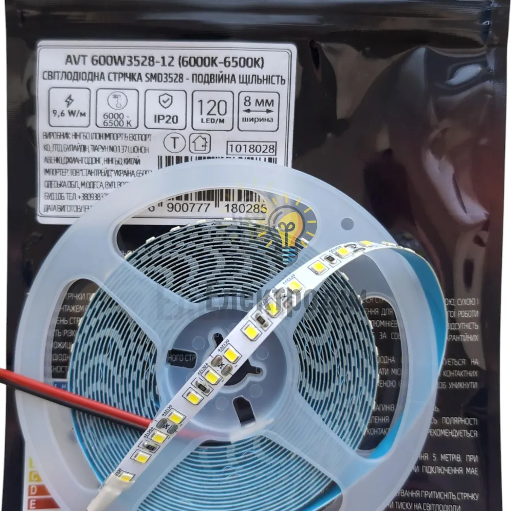 AVT 600W3528-12 (6000K-8000K) Світлодіодна стрічка smd3528 - подвійна щільність 1018028  - фото 2