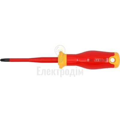 Викрутка з хрестовим шліцом діелектрична ізольована YATO SL/PH2*100/208mm YT-282661 — купити в Електродім