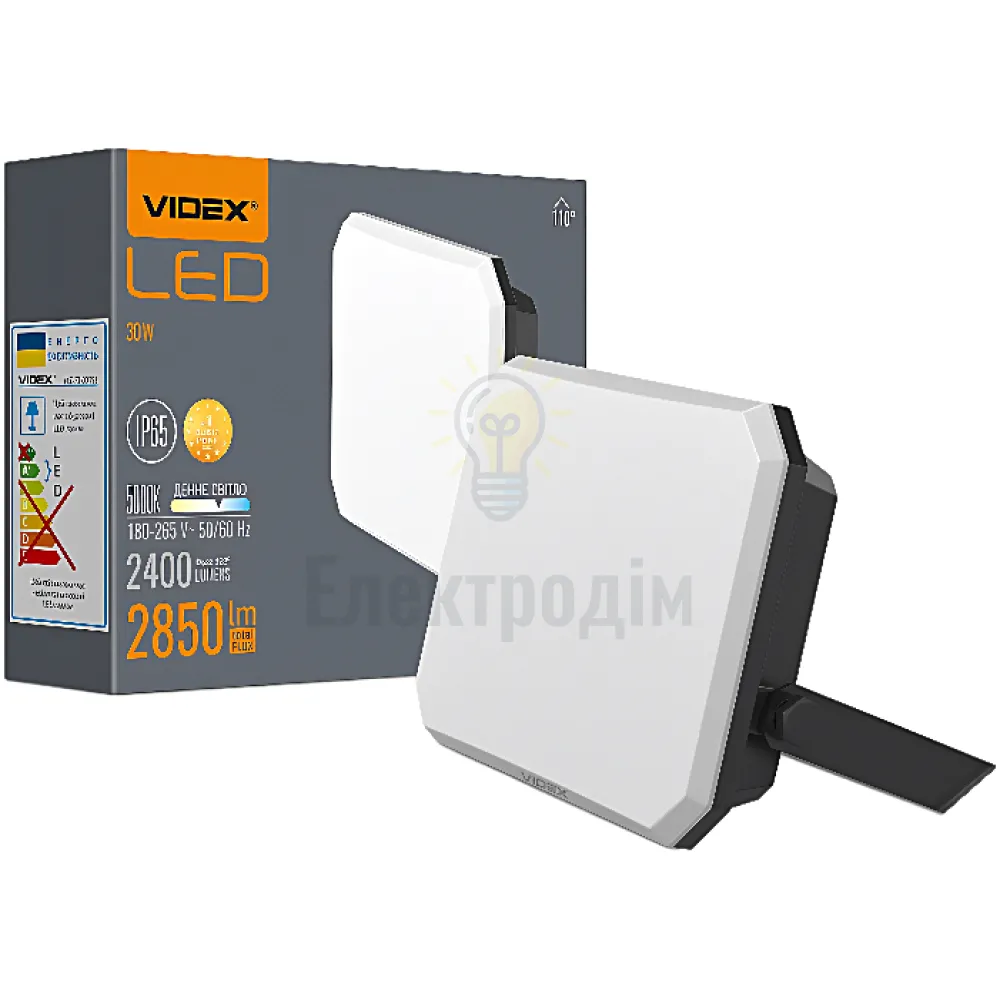 LED прожектор VIDEX F3 30W 5000K 220V Black VLE-F3-0305B 