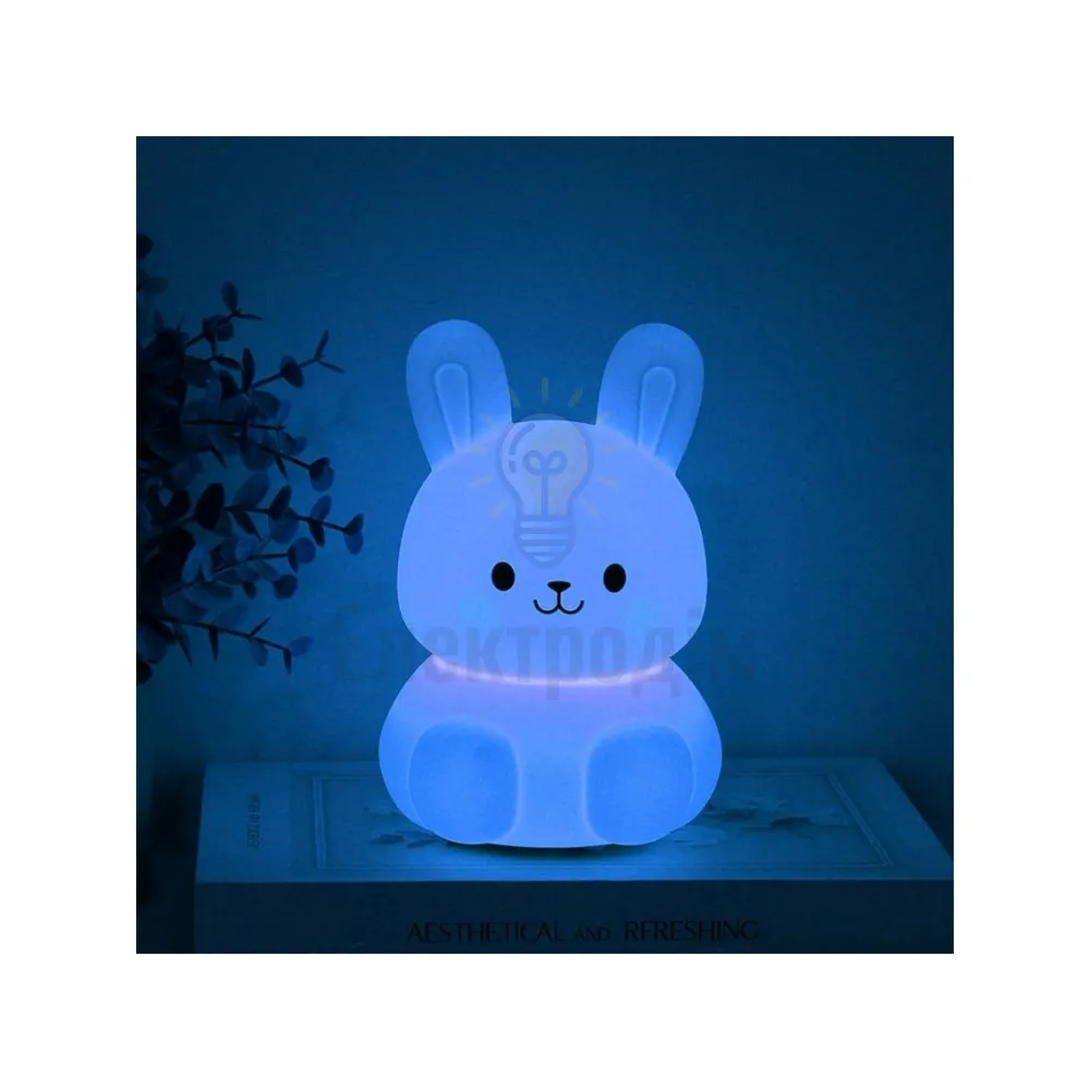 Нічник силіконовий SNL-R02ARD зайчик білий RGB 3*ААА 10.1*11.3*14.8cm 80672  - фото 7