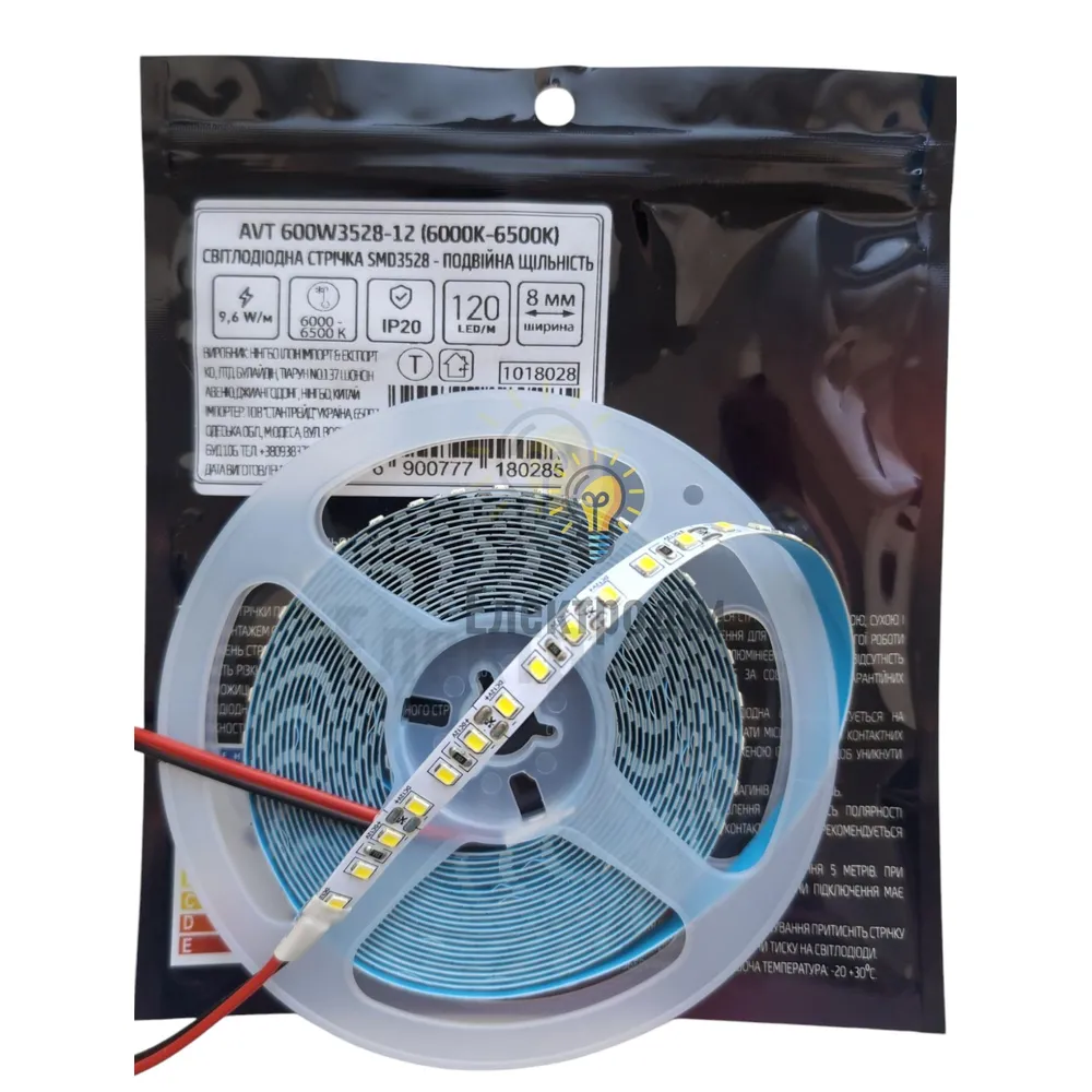 AVT 600W3528-12 (6000K-8000K) Світлодіодна стрічка smd3528 - подвійна щільність 1018028  - фото 2