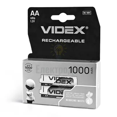 Акамулятор Videx AA/HR 1000mAh HR6/1000/2DB — купити в Електродім