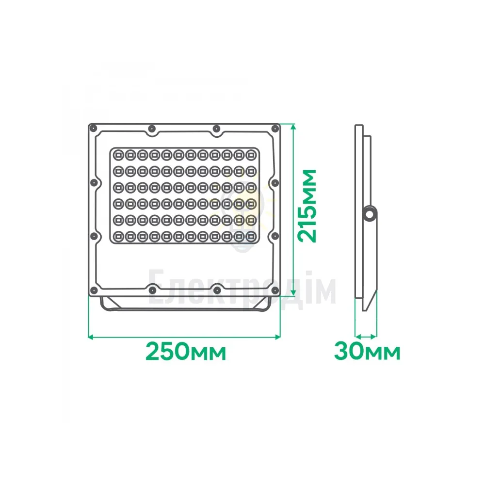 LL-3100ARD 100W 12000Lm 6500K (250*215*30мм) сірий IP65 80028  - фото 1