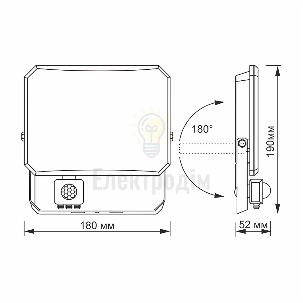 Д/р LED прожектор VIDEX F3 50W 5000K з датчиком руху 220V Black VLE-F3-0505B-S  - фото 4