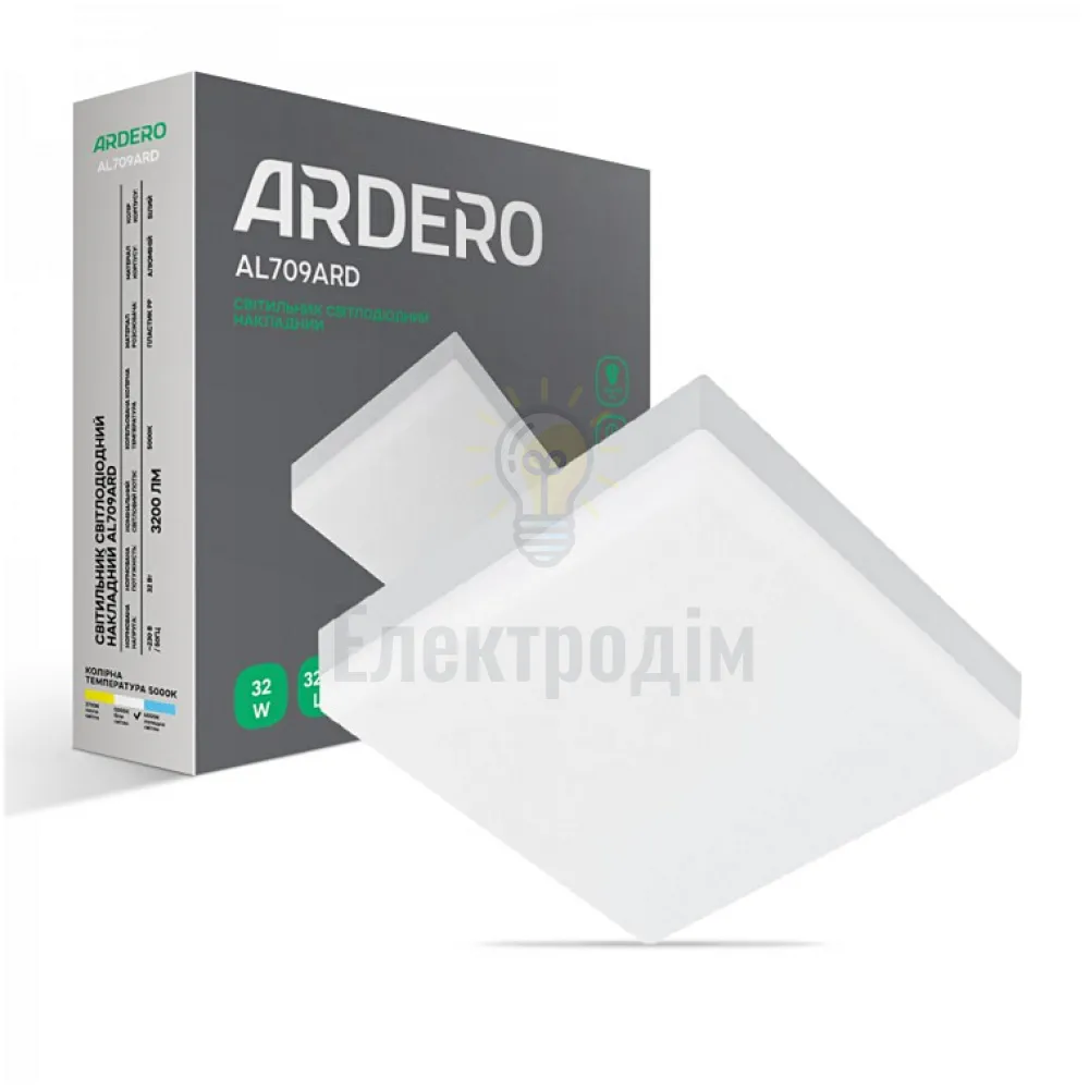 AL709ARD 32W квадрат накладний 3200Lm 5000K 225*225*40mm 80007 