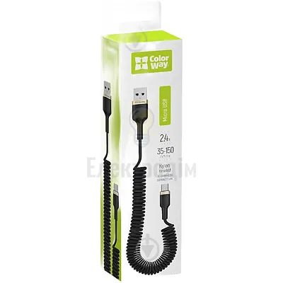 Кабель USB MicroUSB ColorWay CW-CBUM051-BK 2,4A 0,35-1,5м чорний CW-CBUM051-BK — купити в Електродім