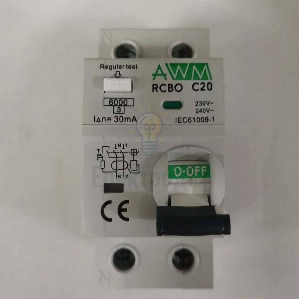 Дифю.автоматичний вимикач AWM 1p+N 20A C 30мА, 2м 888 