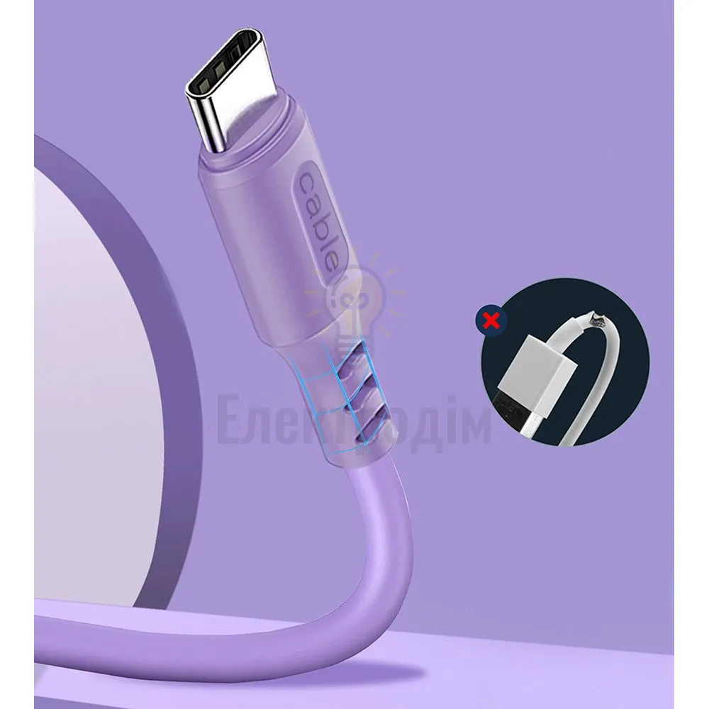 Кабель USB Type-C ColorWay CW-CBUC044-PU 2,4A 1м фіолетовий CW-CBUC044-PU  - фото 2