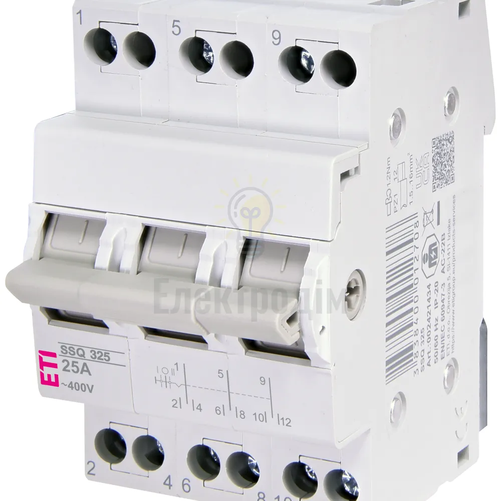 Перемикач навантаження SSQ 325 1-0-2, 3p 25A 2421434 