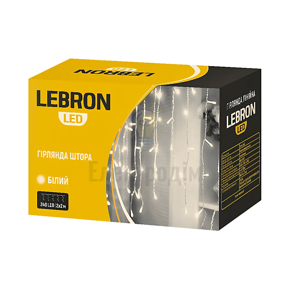 LED гірлянда LEBRON штора 3х2м, 320LED, біла, IP20 15-18-78 