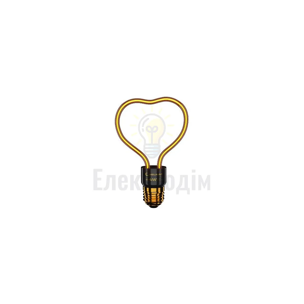 LED лампа VELMAX V-Filament-Decor-Серце, 4W, E27, 2700K, 260Lm 21-48-12 
