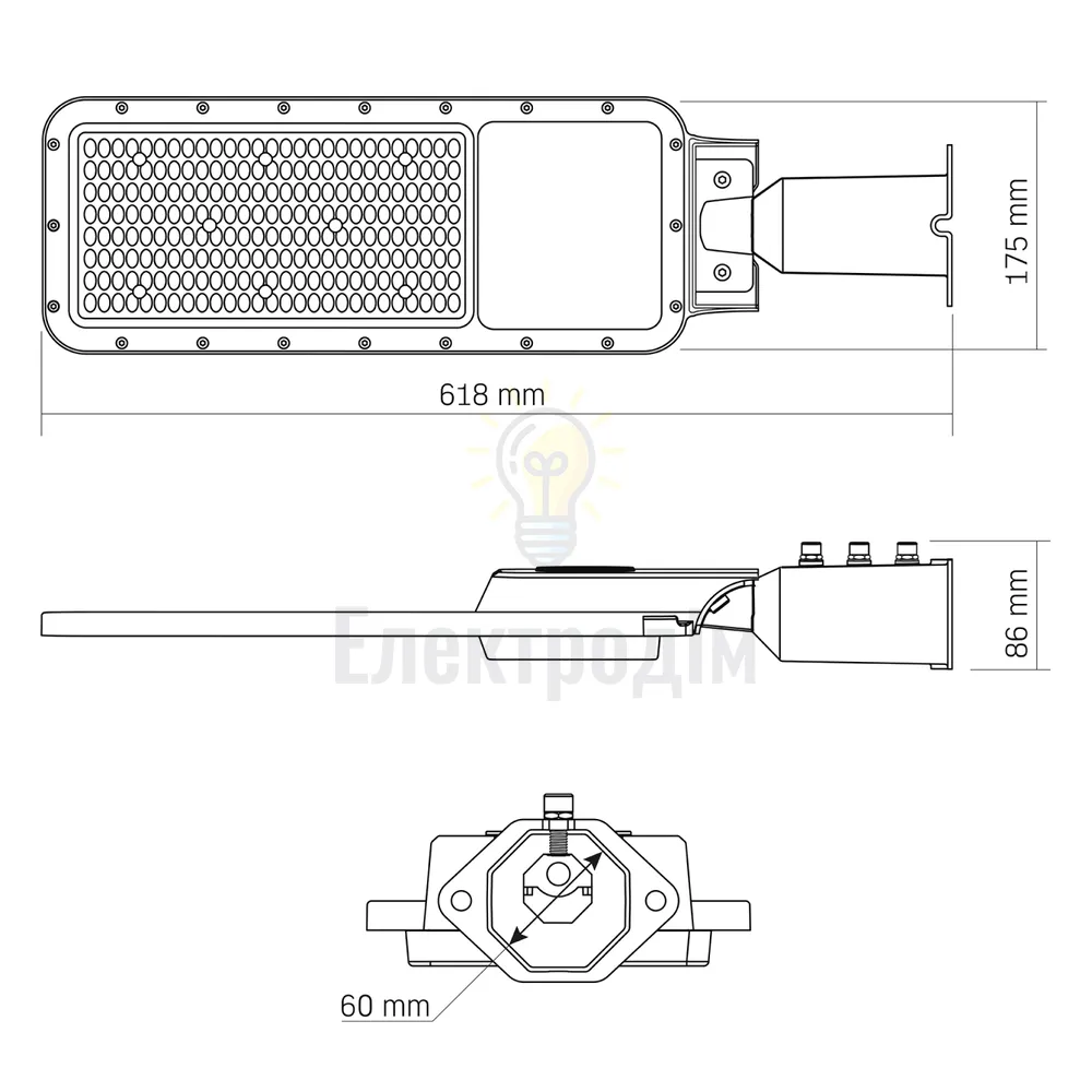 LED Ліхтар вуличний IP65 150W 16500Lm 5000К 220V Videx VL-SLE17-1505  - фото 5