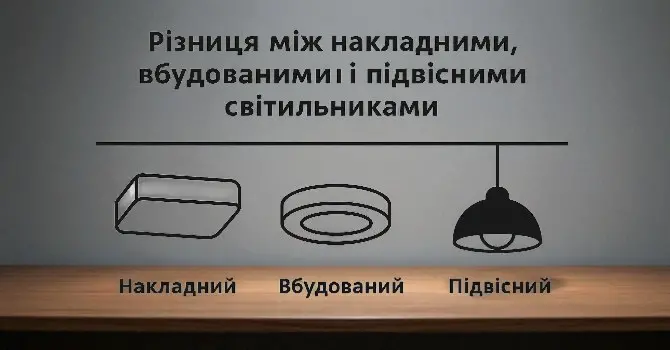 Різниця між накладними, вбудованими і підвісними світильниками — стаття в блозі Електродім