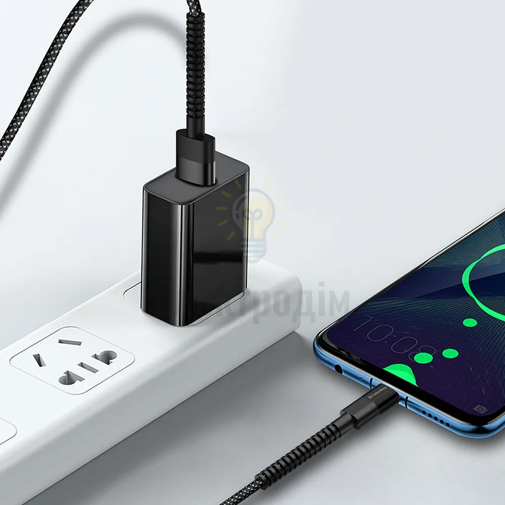 Кабель Colorway USB - Type-C (nylon - long head) 2.4А 1м чорний CW-CBUC063-BK  - фото 4