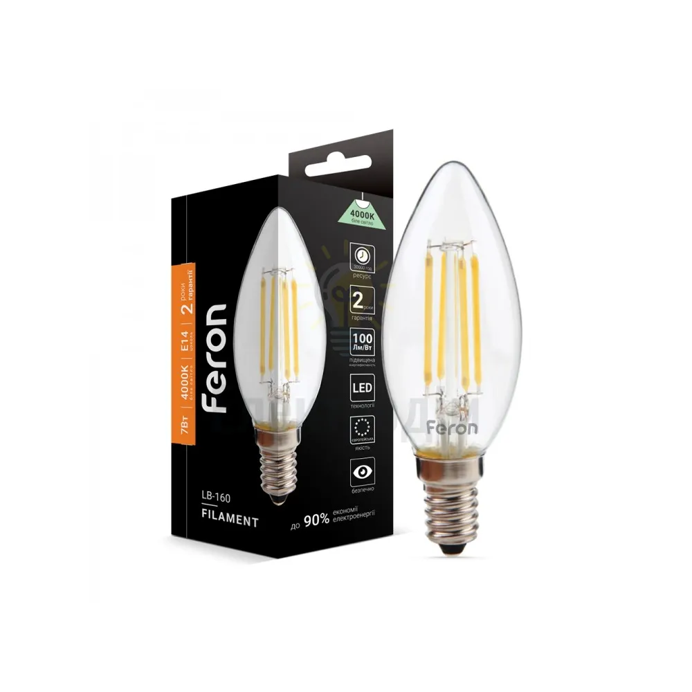 Світлодіодна лампа Filament LB-160 C37 230V 7W 700Lm  E14 4000K 40083 