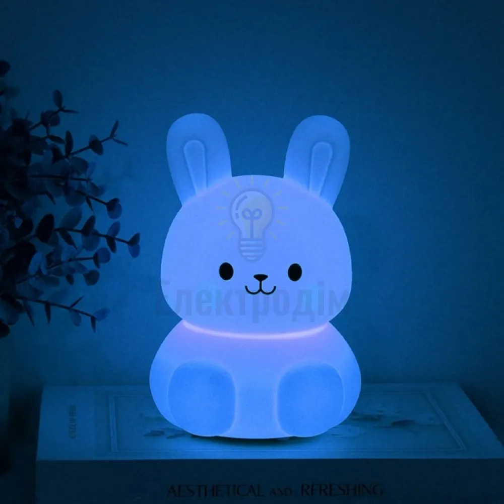 Нічник силіконовий SNL-R02ARD зайчик білий RGB 3*ААА 10.1*11.3*14.8cm 80672  - фото 7