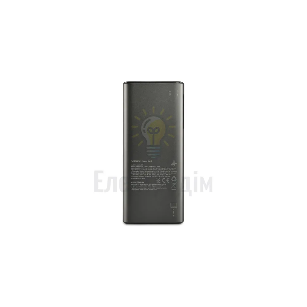 Повербанк 20000mAh VIDEX VPB-323 130W PD100W +Display VPB-323-B  - фото 9