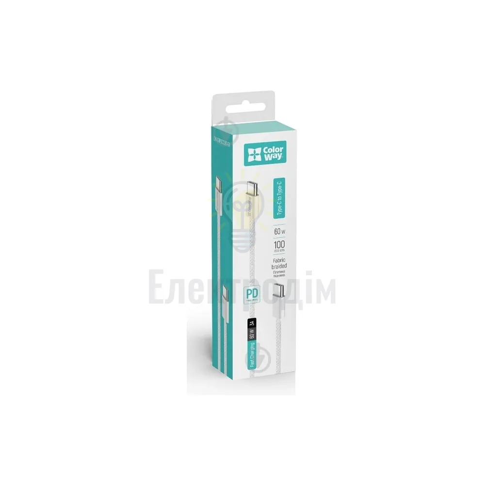 Кабель USB PD Type-C/Type-C ColorWay CW-CBPDCC061-GR 3,0A 1м сірий CW-CBPDCC061-GR 