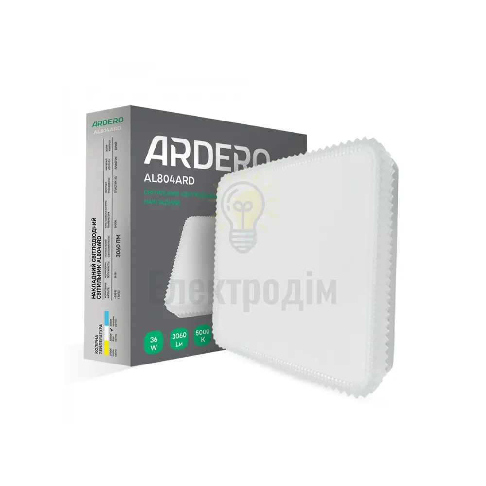 AL804ARD 36W квадрат накладний декор 3060Lm 5000K 230*230*40mm 80182 