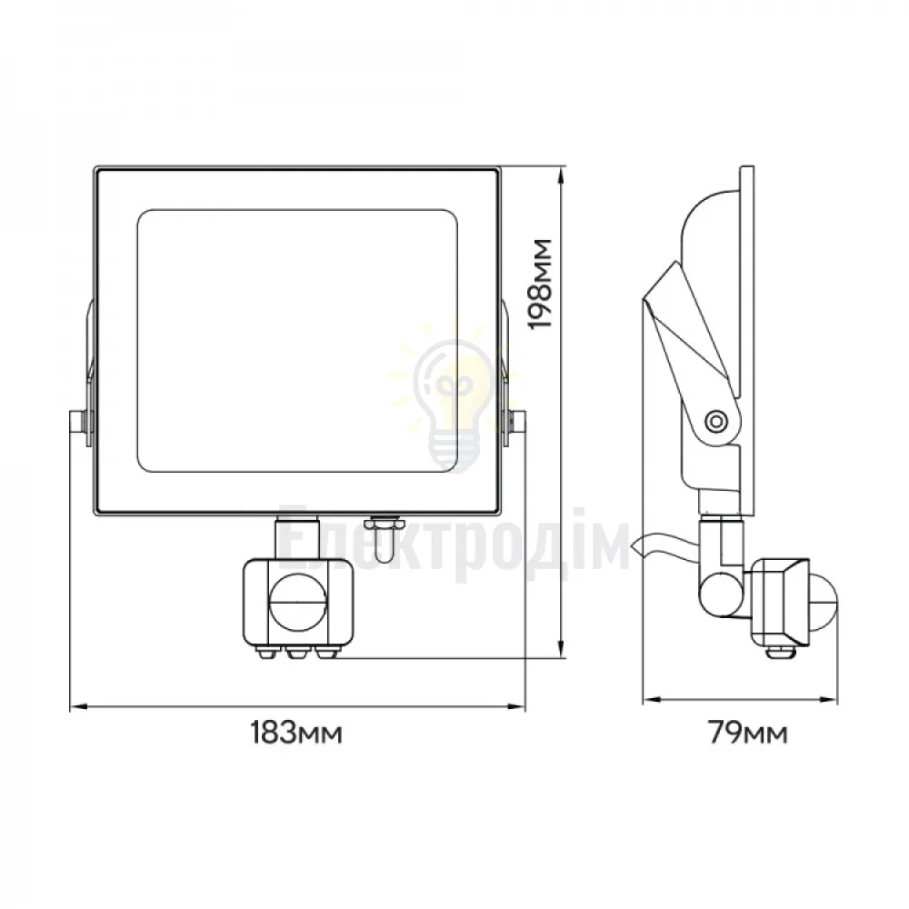 LL-2050ARD 50W з датчиком 4500Lm 6500K (198*183*79мм) чорний IP65 80024  - фото 1