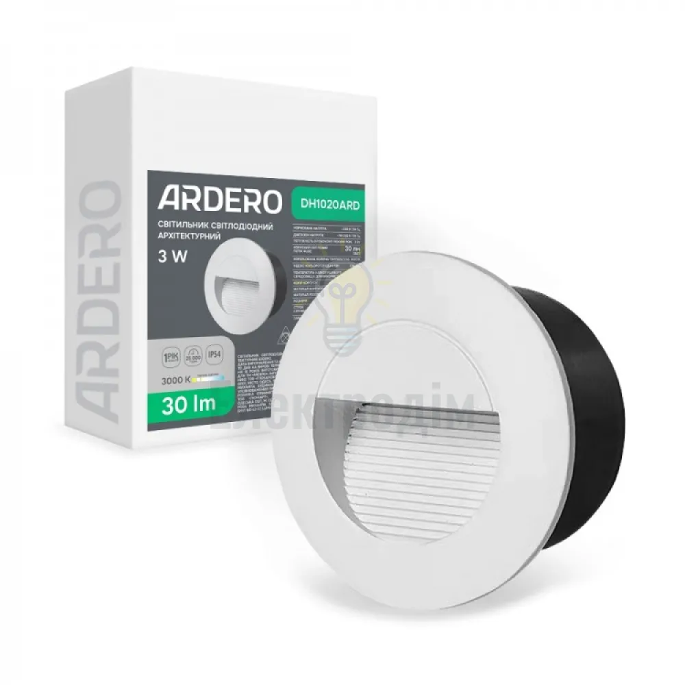 DH1020ARD 230V 3W 30Lm 3000K коло 84*47mm білий IP54 80676 