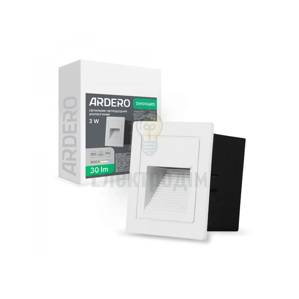 DH1010ARD 230V 3W 30Lm 3000K квадрат 85*85*49mm білий IP54 80674 