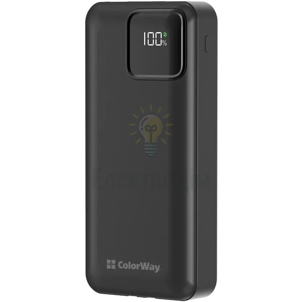 Павербанк 20000 mAh ColorWay Optimal Power CW-PB200LPB5BK-PDD 22,5W USB/Type-C QC+PD чорний CW-PB200LPB5BK-PDD  - фото 1