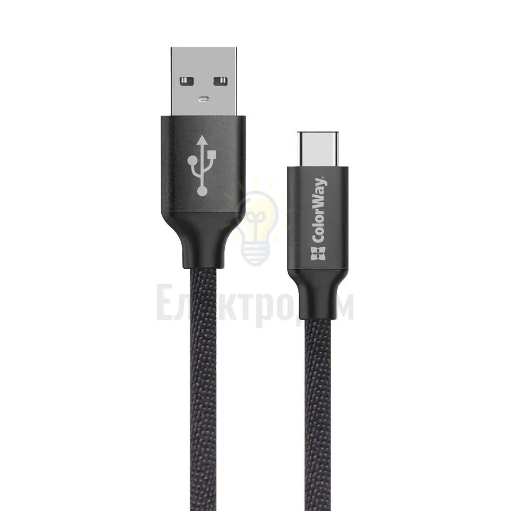 Кабель Colorway USB Type-C 2.4A 2м чорний CW-CBUC008-BK  - фото 2
