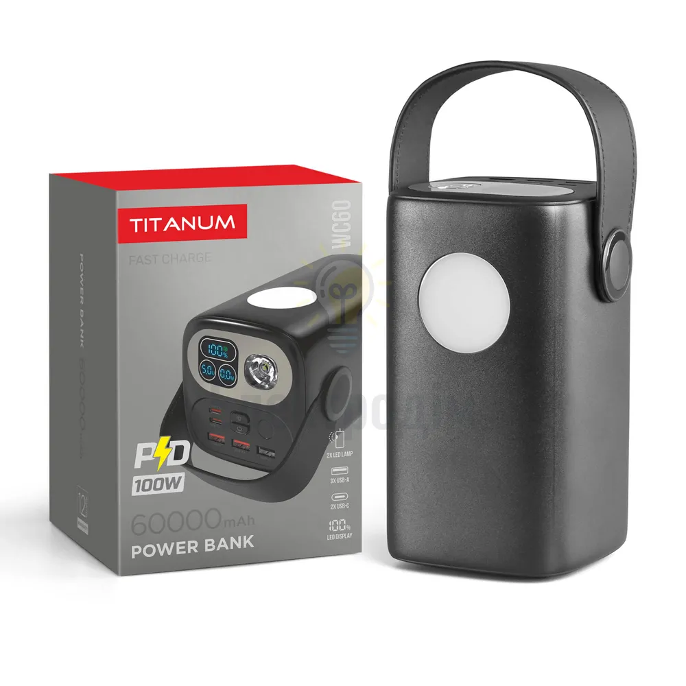 Павербанк 60000mAh Titanum 100W PD чорний TPB-WC60-B 