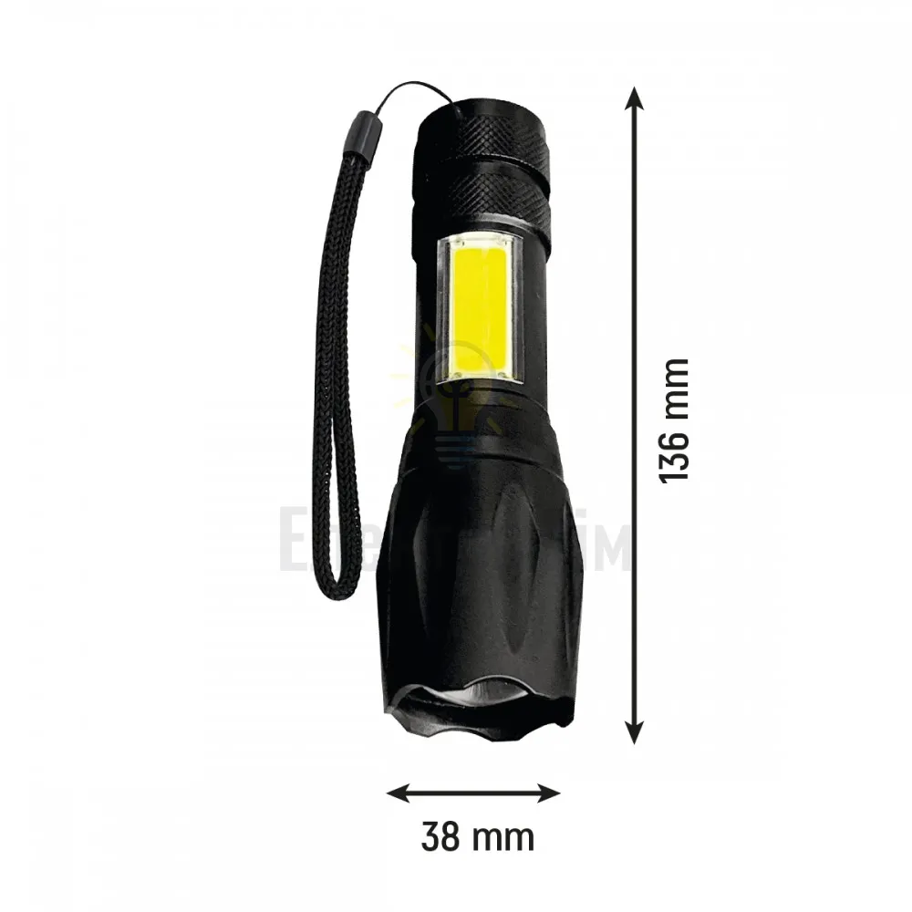 LED ліхтар ручний LEBRON L-HL-10185, ABS, 3W, 10000K, Li-ion 400mAh, чорний, шнур Type-C/USB 15-15-25  - фото 1