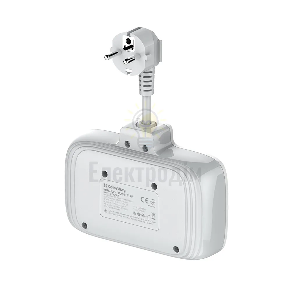 Подовжувач ColorWay Фільтр мережевий 2 розетки/3USB-A/1Type-C CW-CHE24PDW ColorWay CW-CHE24PDW  - фото 17