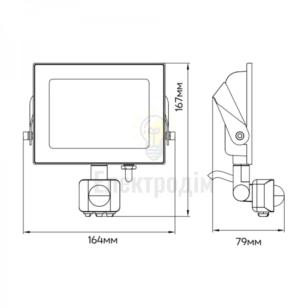LL-2030ARD 30W з датчиком 2400Lm 6500K (167*164*79мм) чорний IP65 80023  - фото 2