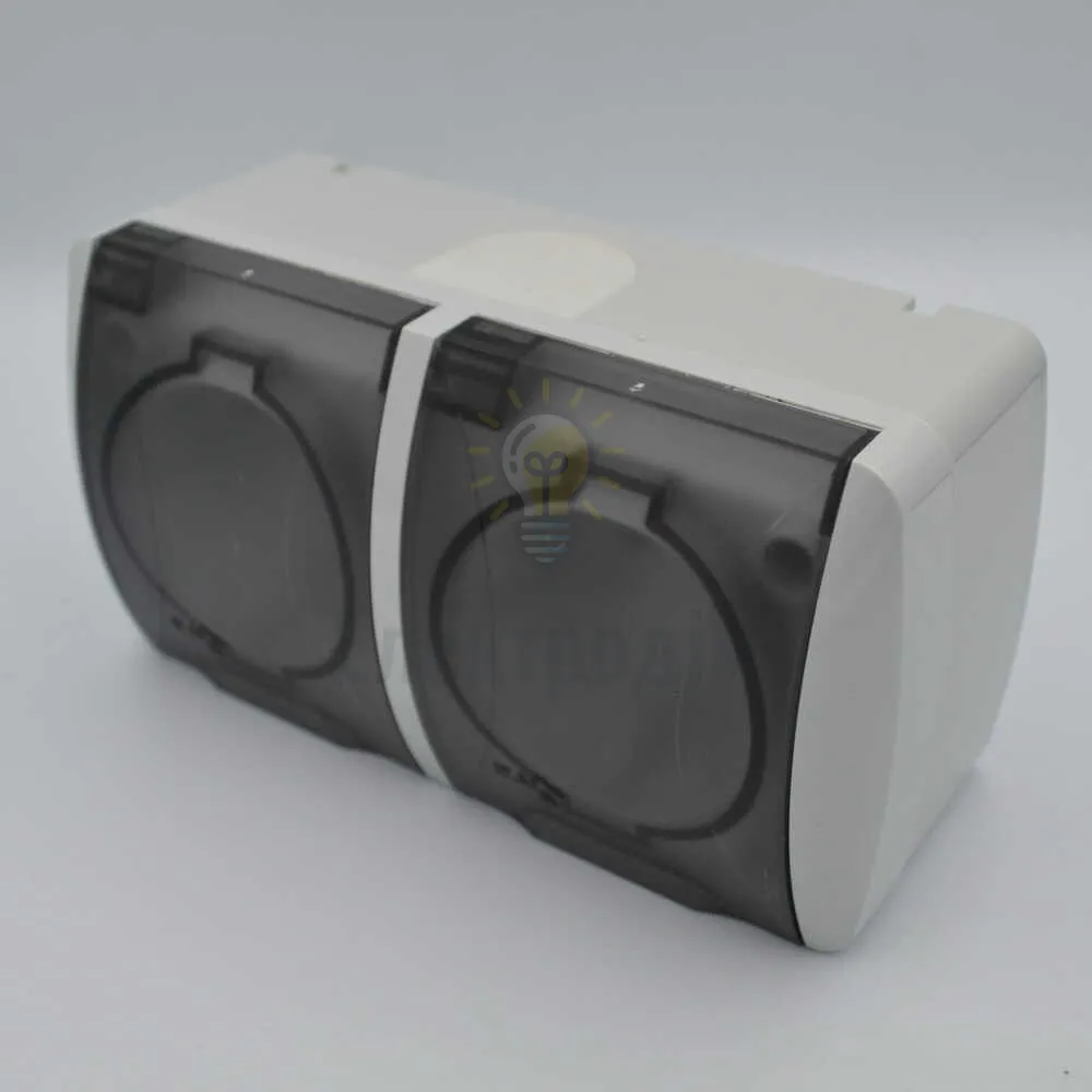 Розетка ALSU Розетка  EVA 2-на з/з з кришкою IP-54 554-011500-938  - фото 3