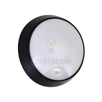 Світильник стельовий LED 20W  IP54 3ССТ 1600Lm з дат. руху 170-260V d-220*h80мм ЧОРНИЙ кругл. 071-017-0020-020 — купити в Електродім