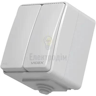 VIDEX BINERA IP65 Вимикач зовнішній 2кл сірий VF-BNW12-G — купити в Електродім