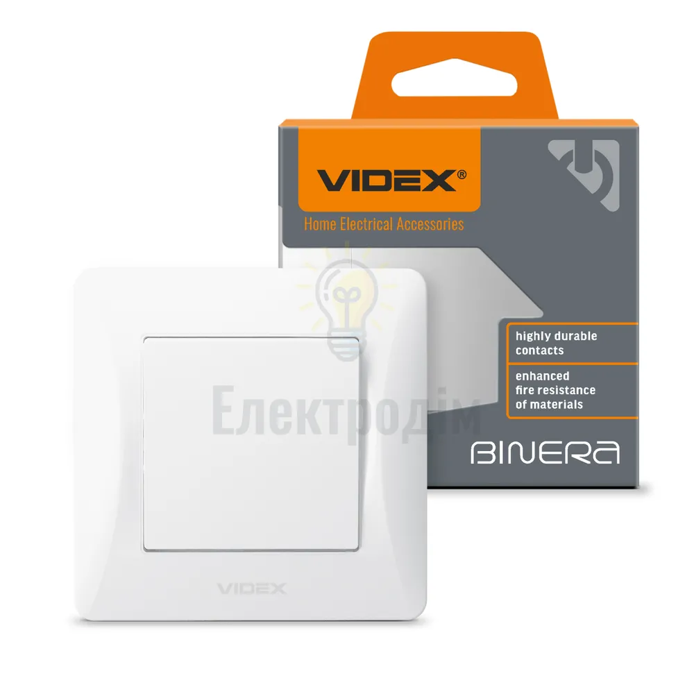 BINERA білий Вимикач внутрішній 1кл Videx VF-BNSW1-W 