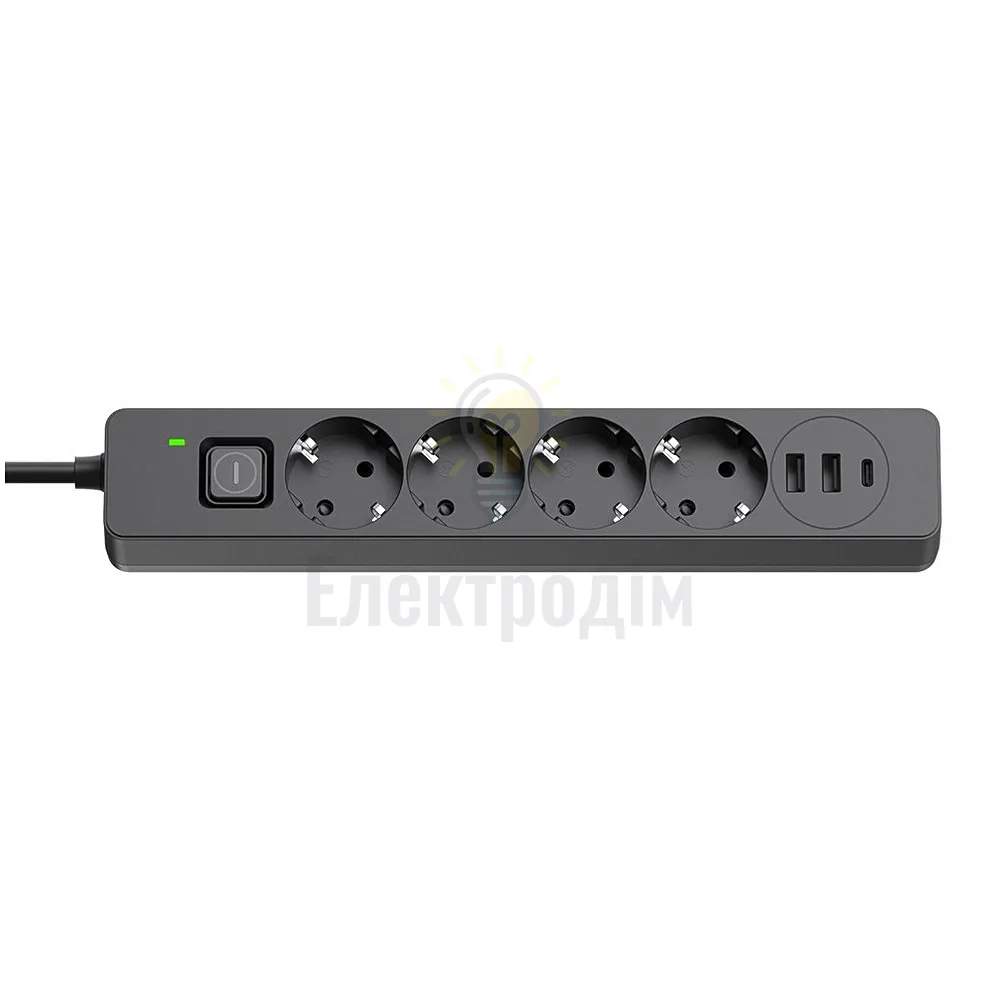 Подовжувач ColorWay Фільтр мережевий 4 розетки/2USB-A/1Type-C 2м чорний CW-CHE432PDB ColorWay CW-CHE432PDB  - фото 16