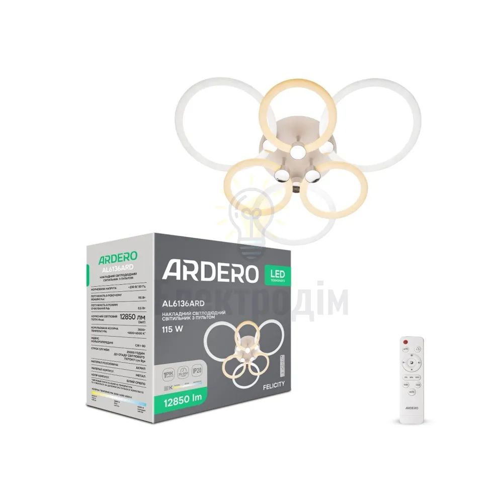 AL6136ARD 115W коло 12850Lm 3000K-6500K 660*130mm FELICITY 80074 