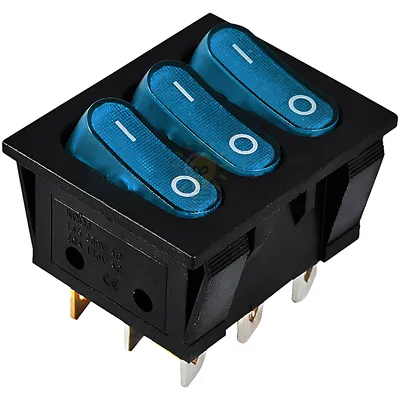 Перемикач KCD2-3101N C3-BL/B 220V 3 клав. синій з підсвічуванням  АСКО A0140040122 — купити в Електродім
