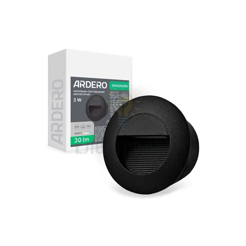 DH1020ARD 230V 3W 30Lm 3000K коло 84*47mm чорний IP54 80677 