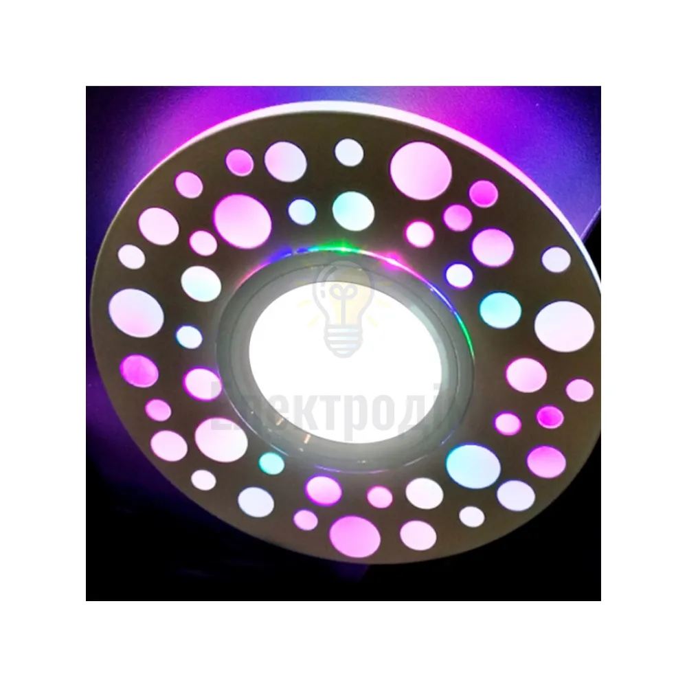 CD989 MR16 білий-матовий із led підсвіткою SMD2835 15leds RGB 40027  - фото 1