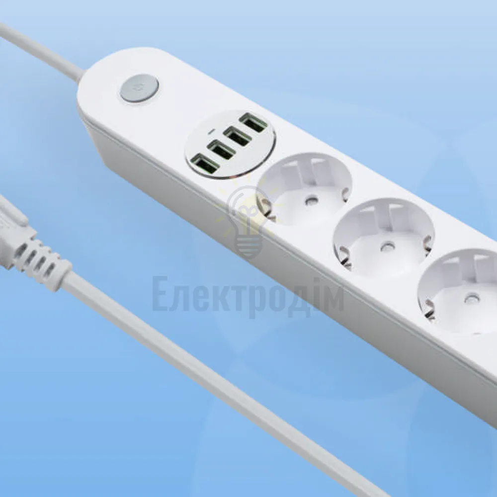 Подовжувач ColorWay Фільтр мережевий 4 розетки/4USB 2м білий CW-CHE44W ColorWay CW-CHE44W  - фото 4