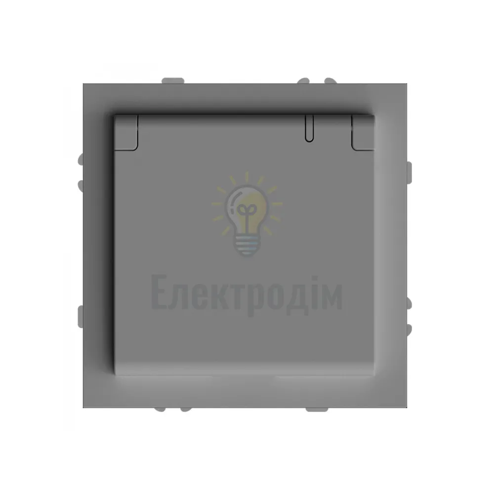 ER131-G розетка із заземленням, кришкою та шторками, механізм сірий 16А Soft 80770  - фото 4